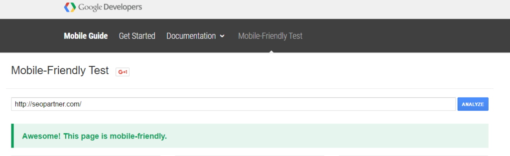 Google's mobile-friendly test